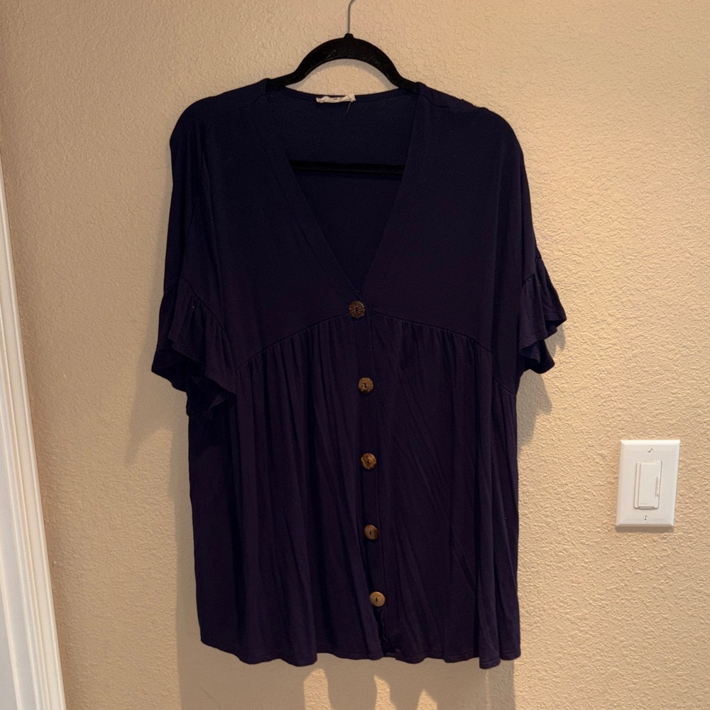 Beeson River Navy Button-Up Blouse